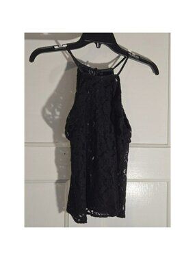 HM Coachella Official Collection Black Lace Halter Top High Neck Floral Size 2